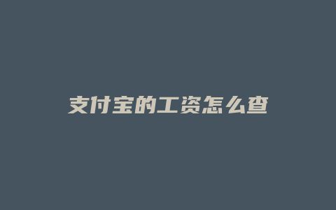 支付宝的工资怎么查