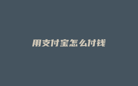 用支付宝怎么付钱