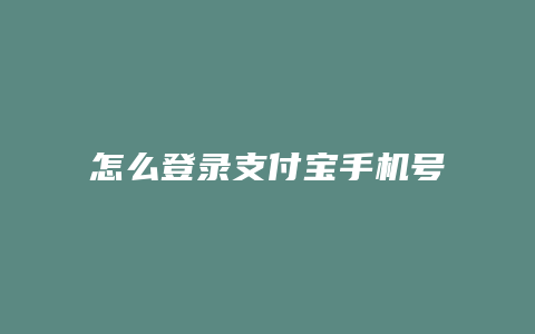 怎么登录支付宝手机号码