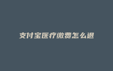 支付宝医疗缴费怎么退费