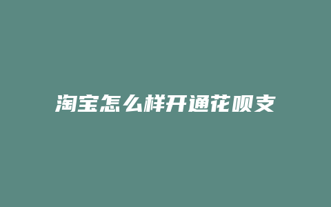 淘宝怎么样开通花呗支付宝