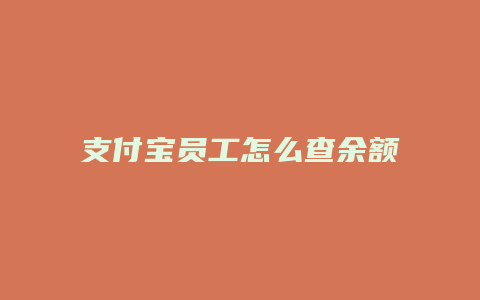 支付宝员工怎么查余额