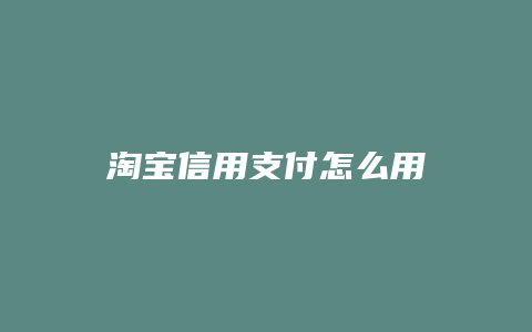 淘宝信用支付怎么用