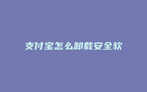 支付宝怎么卸载安全软件