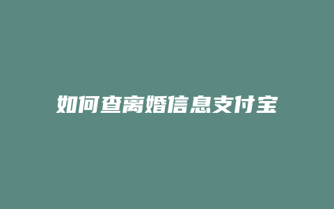 如何查离婚信息支付宝