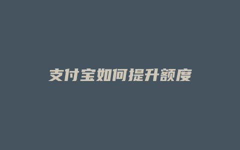 支付宝如何提升额度