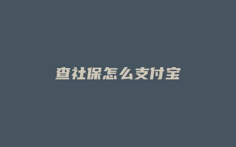 查社保怎么支付宝