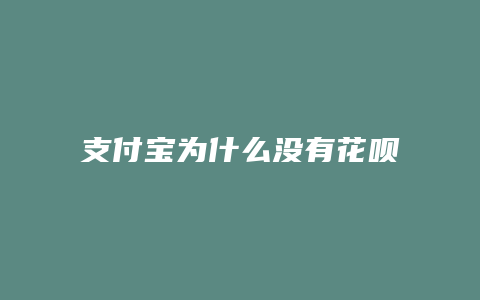 支付宝为什么没有花呗