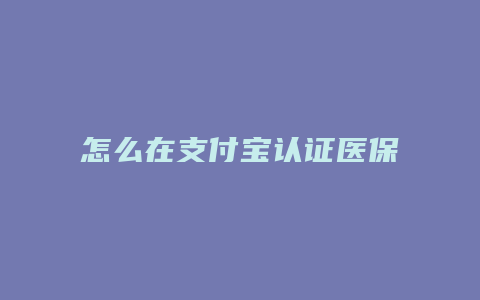 怎么在支付宝认证医保