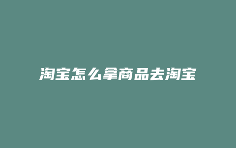 淘宝怎么拿商品去淘宝拍卖