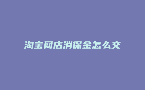 淘宝网店消保金怎么交