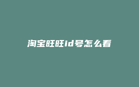 淘宝旺旺id号怎么看