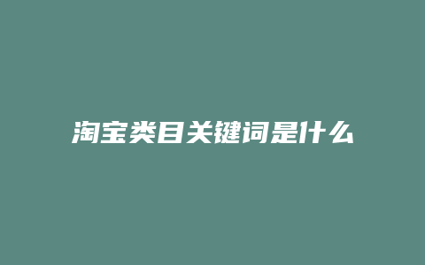 淘宝类目关键词是什么