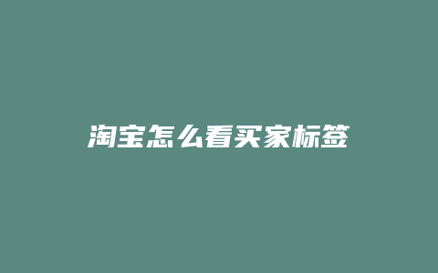 淘宝怎么看买家标签