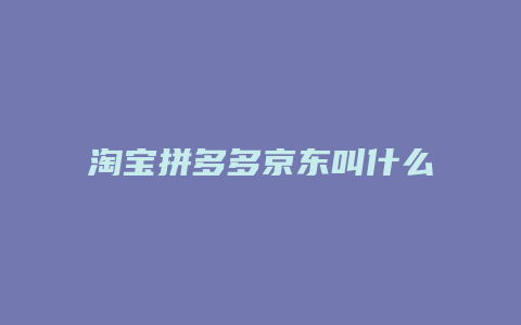 淘宝拼多多京东叫什么