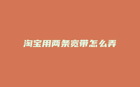 淘宝用两条宽带怎么弄的