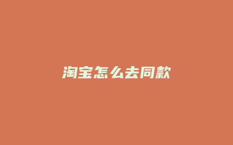 淘宝怎么去同款