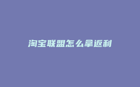 淘宝联盟怎么拿返利