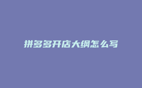 拼多多开店大纲怎么写好