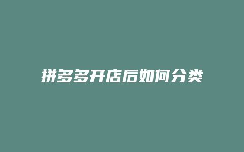 拼多多开店后如何分类商品