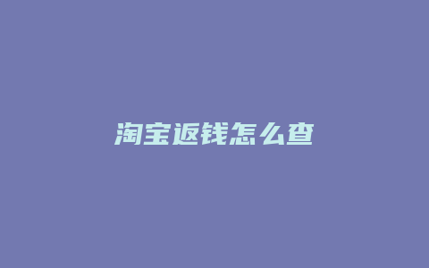 淘宝返钱怎么查