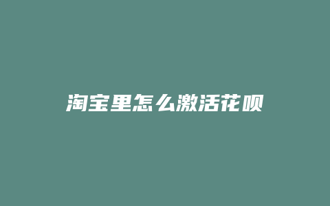 淘宝里怎么激活花呗