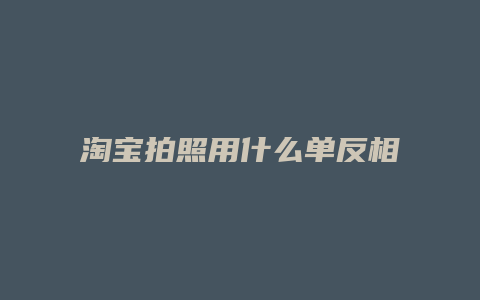 淘宝拍照用什么单反相机好