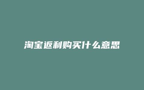 淘宝返利购买什么意思