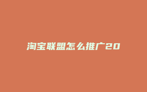 淘宝联盟怎么推广2017