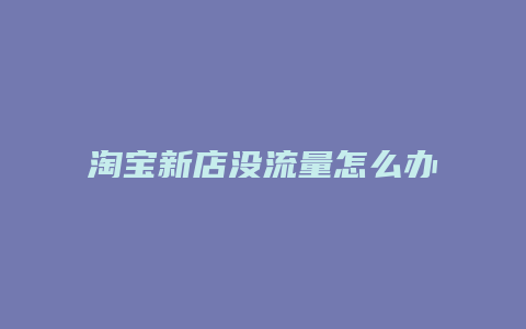 淘宝新店没流量怎么办