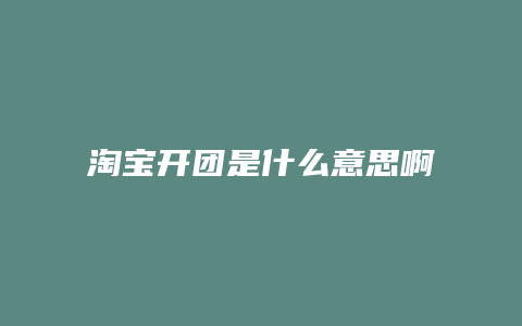 淘宝开团是什么意思啊