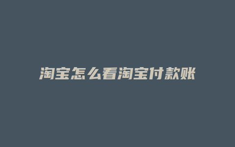 淘宝怎么看淘宝付款账单