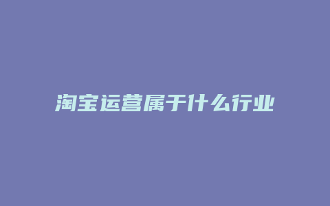 淘宝运营属于什么行业