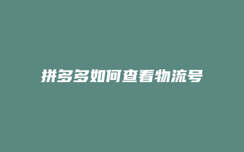 拼多多如何查看物流号查询