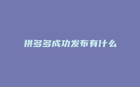 拼多多成功发布有什么好处