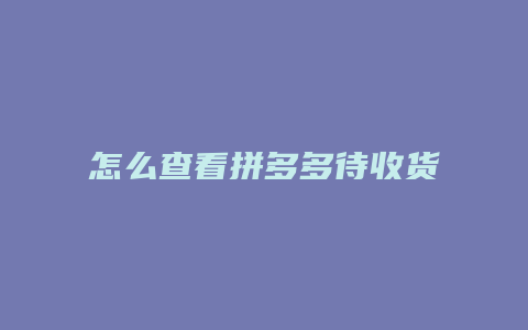 怎么查看拼多多待收货金额