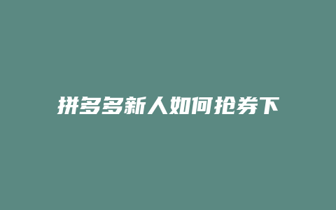 拼多多新人如何抢券下单