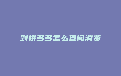 到拼多多怎么查询消费历史