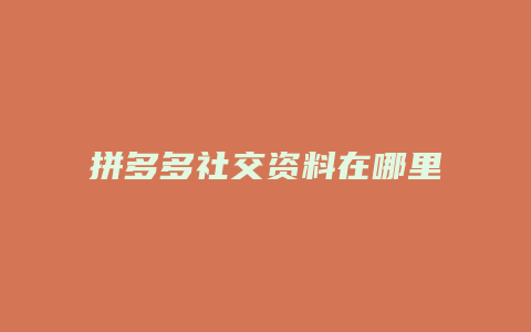 拼多多社交资料在哪里查看