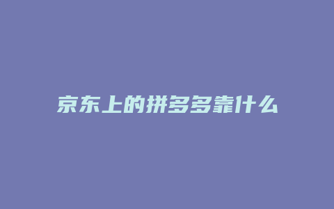 京东上的拼多多靠什么