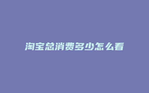 淘宝总消费多少怎么看