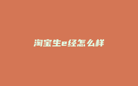 淘宝生e经怎么样