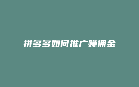 拼多多如何推广赚佣金入口