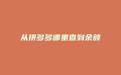 从拼多多哪里查到余额明细