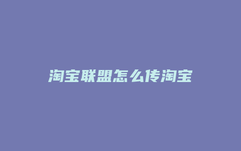 淘宝联盟怎么传淘宝