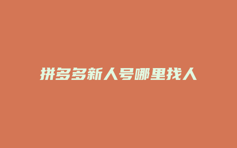 拼多多新人号哪里找人