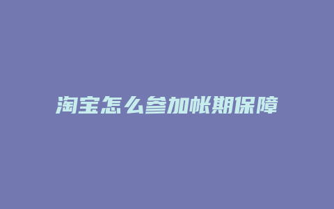 淘宝怎么参加帐期保障