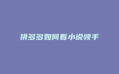 拼多多如何看小说领手机