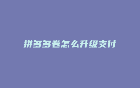 拼多多卷怎么升级支付卷