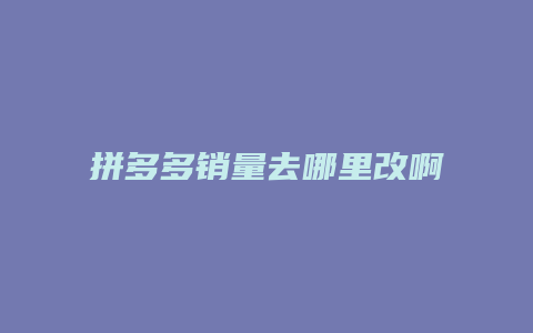 拼多多销量去哪里改啊